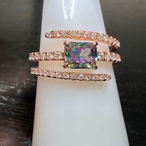 Bomb Party June RBP5035-Swirls Of Sparkle - Rainbow Topaz  Ring Size 8